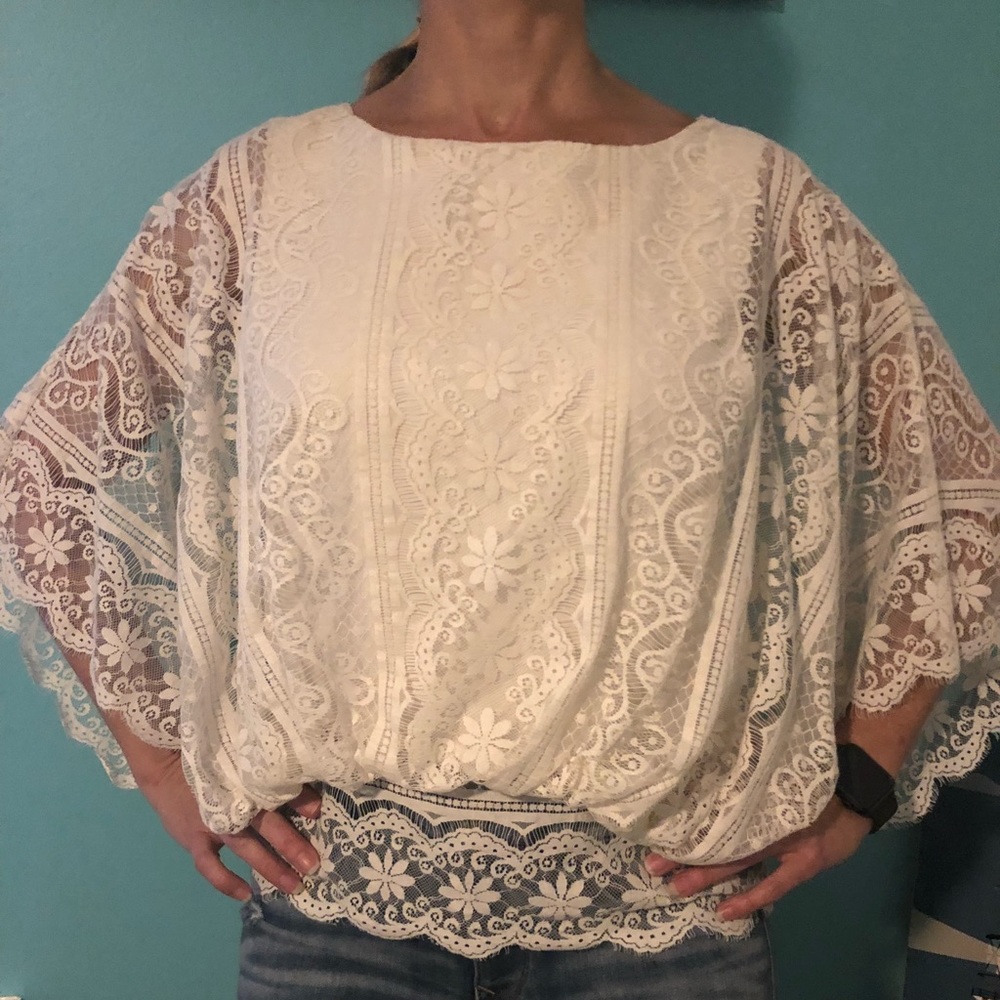 Beyond Vintage White Lace Blouse